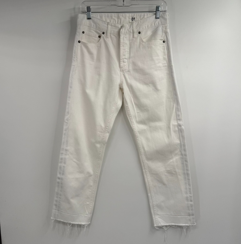 Christian Dior Jeans Womens 2 White Denim Straight Leg Frayed Raw Hem High Rise